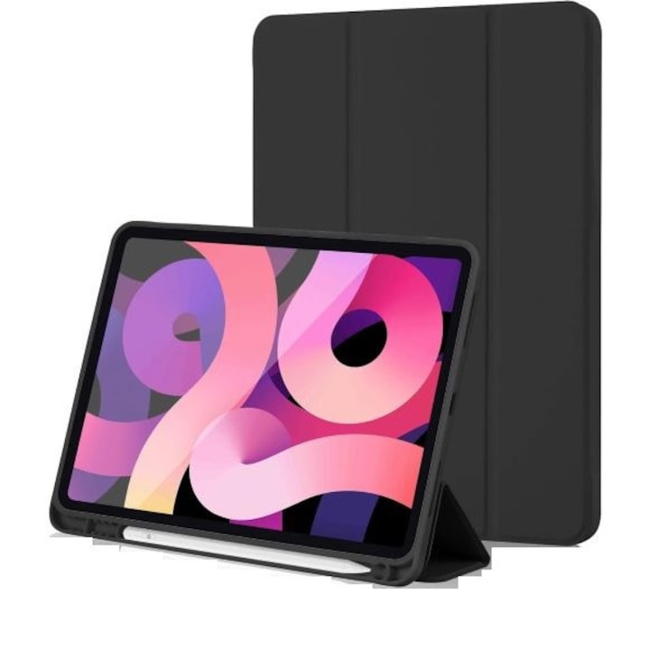 Husa Smart Cover compatibila cu iPad Air M4 11" 2026, Slot Pencil, Negru