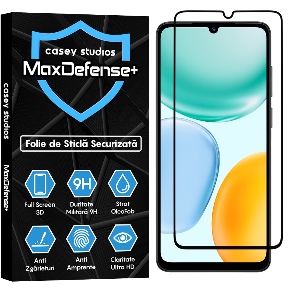 Folie Sticla CASEY STUDIOS™ compatibila cu Honor X5c Plus, Full Cover 3D, Full Glue, Sticla Securizata, Duritate Militara, Ultra HD, Protectie Profesionala Ecran 3D, Anti Zgarieturi, Anti Socuri, Margini Negre