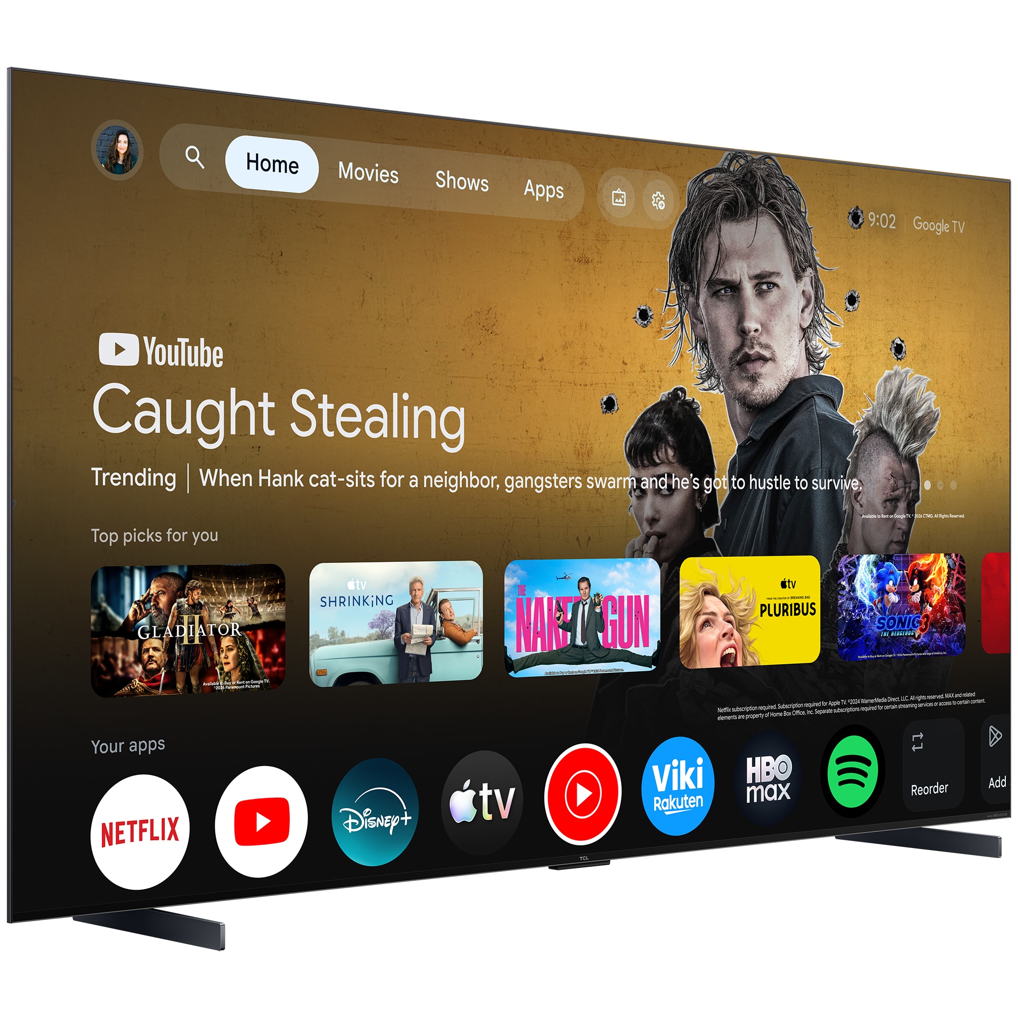 Televizor TCL SQD-MiniLed 98C7L, 248 cm, Smart Google TV, 4K Ultra HD, 144Hz, Sunet Bang & Olufsen, Clasa D (Model 2026)
