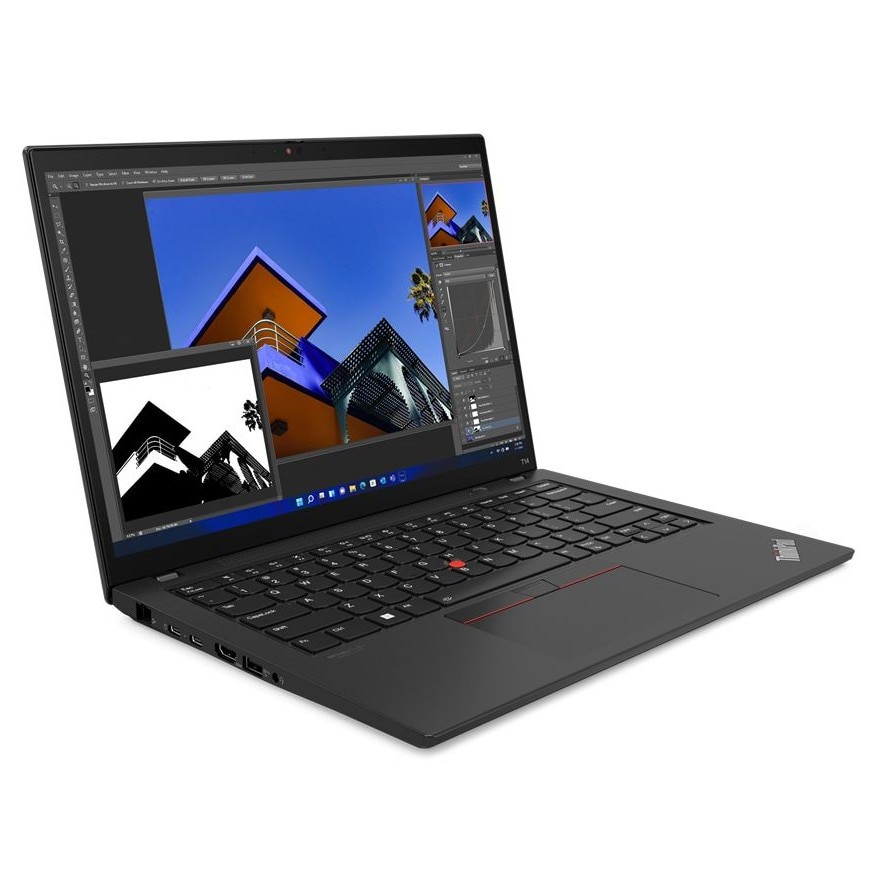 Laptop Lenovo ThinkPad T14 Gen 4 (AMD), 14" WUXGA 1920x1200 IPS 500nits Touchscreen, AMD Ryzen 5 PRO 7540U 6-core, 16 GB DDR5, 256 GB SSD m2 PCIe, AMD Radeon 740M Graphics, Windows 10 Pro, Carbon Fiber Body 1.35 kg. Thunder Black