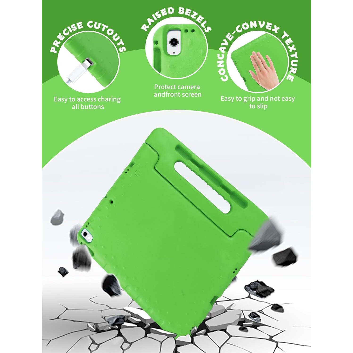 Husa Lotusif pentru iPad Pro 12.9 inch, EVA rezistentă, suport și mânere, verde
