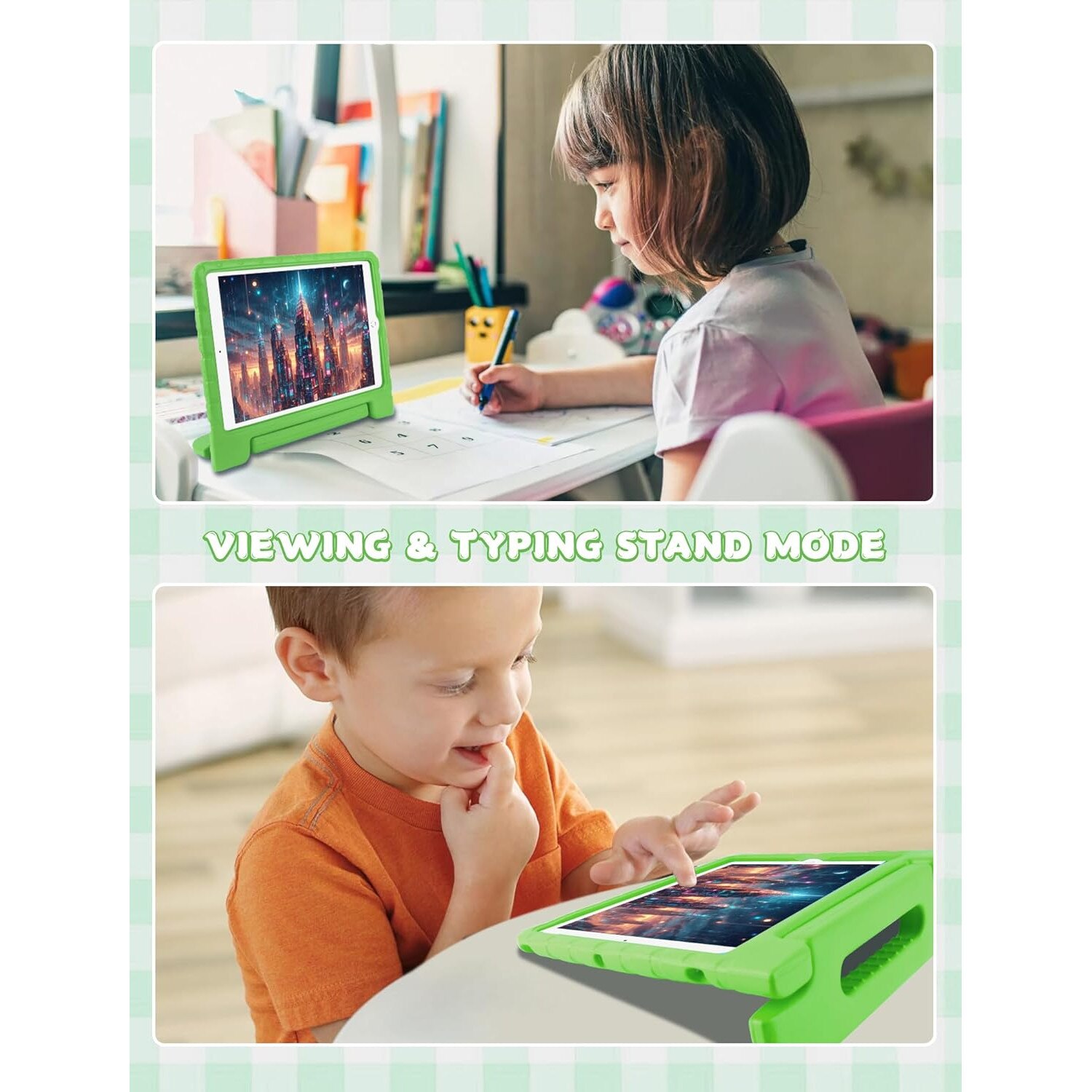 Husa Lotusif pentru iPad Pro 12.9 inch, EVA rezistentă, suport și mânere, verde