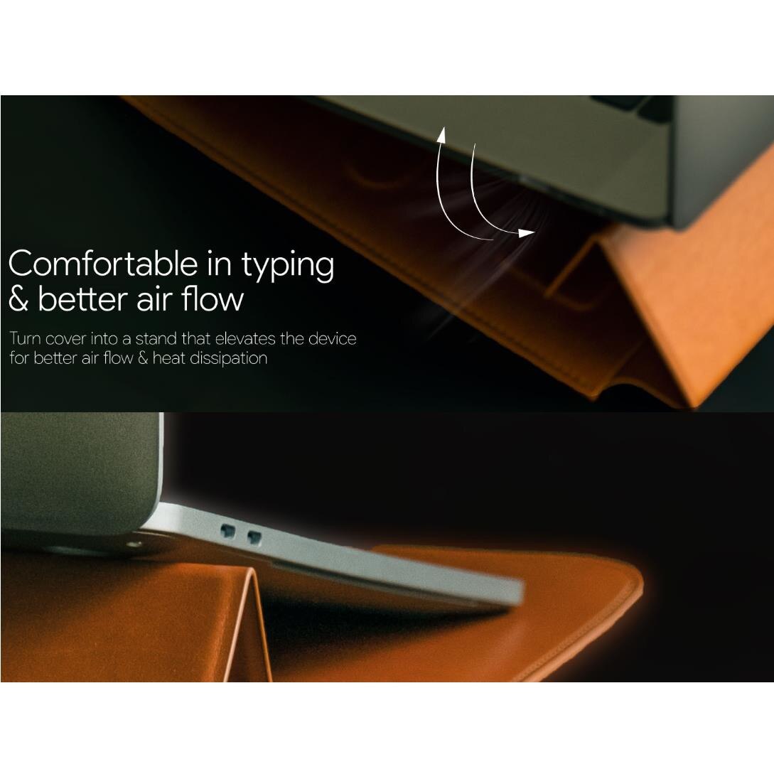 Husa din piele cu suport pentru MacBook Pro 13, MacBook Air 13, SwitchEasy EasyStand (albastru)