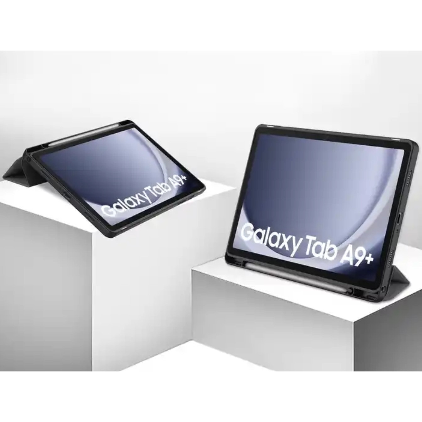 Husa tableta EtuiTab pentru Samsung Galaxy Tab A9+ Plus 11, neagra, din piele ecologica, cu suport pentru stylus
