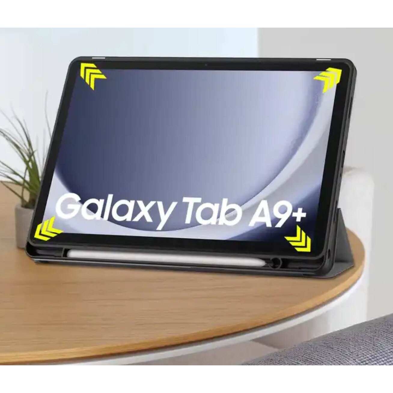 Husa tableta EtuiTab pentru Samsung Galaxy Tab A9+ Plus 11, neagra, din piele ecologica, cu suport pentru stylus