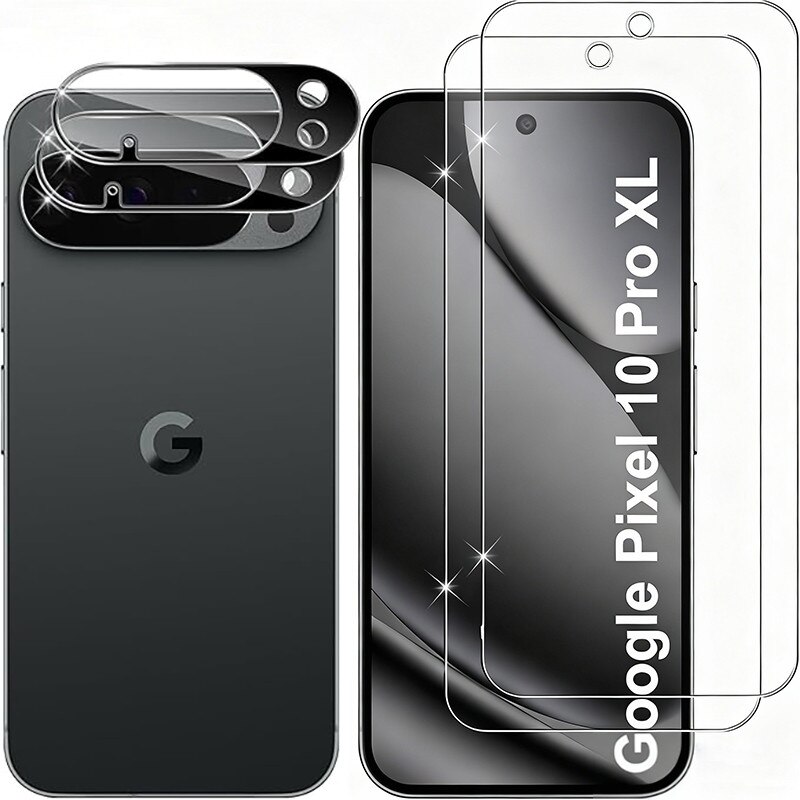 Set 2 folii sticla securizata ecran si 2 folii protectie lentila camera, transparent, 0.18mm, 9H, compatibile cu Google Pixel 10 Pro XL