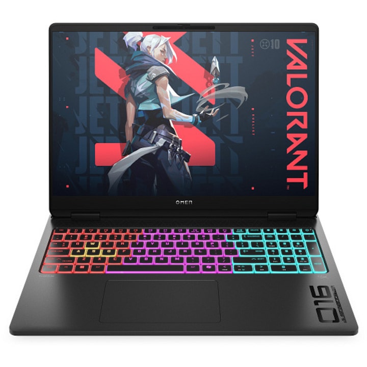 Laptop Gaming HP Omen 16-ak0014nn cu procesor AMD Ryzen™ AI 9 HX 375 pana la 5.1GHz, 16.0", 2.5K, 16GB DDR5 RAM, 1TB SSD, NVIDIA® GeForce RTX™ 5070 8GB GDDR7, Free DOS, Shadow Black