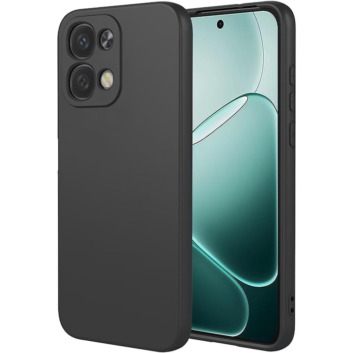Husa pentru Oppo A6 Pro Liquid Silicone, subtire, captusita cu microfibra, anti amprenta, protectie camera foto, negru