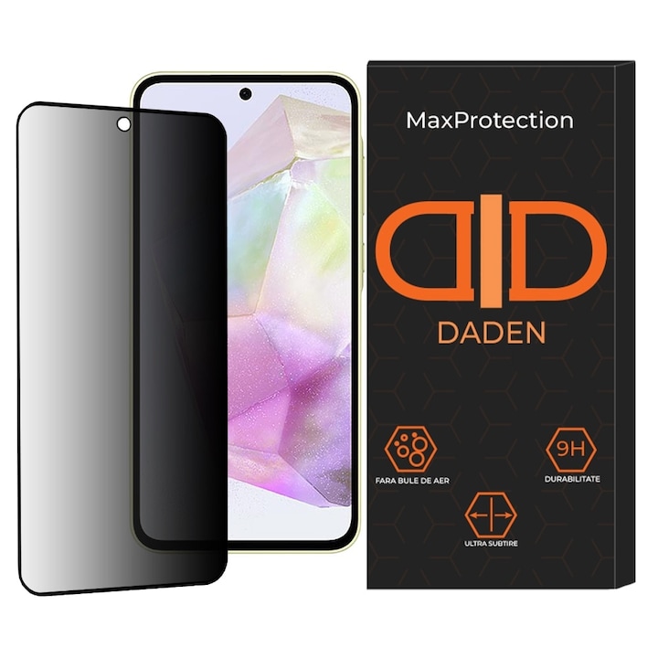 Folie Sticla Privacy pentru Samsung Galaxy A36 5G Daden MaxProtection, Full Cover, Protectie Profesionala, Ultra Rezistenta, Calitate Premium
