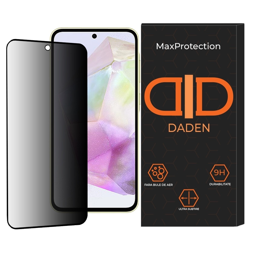 Folie Sticla Privacy pentru Samsung Galaxy A36 5G Daden MaxProtection, Full Cover, Protectie Profesionala, Ultra Rezistenta, Calitate Premium