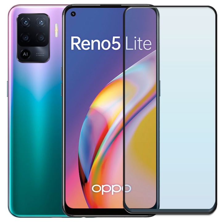 Folie din sticla securizata pentru Oppo Reno 5 Lite, HAMSTERBOX Glass Shield, Protectie completa ecran, Full face, Aplicare rapida, Case Friendly, Transparenta
