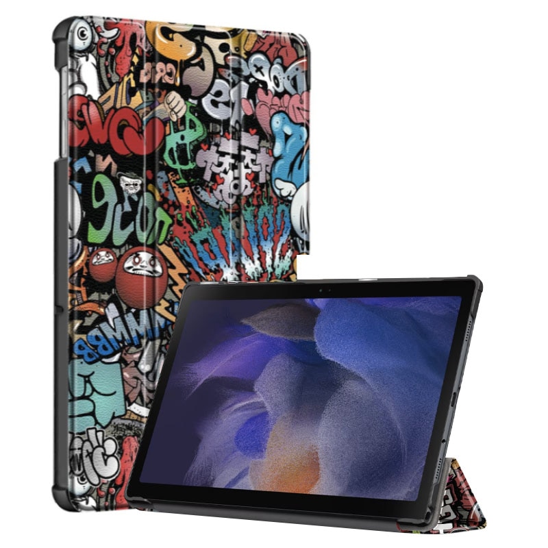 Set Husa Tableta AZIAO si Folie Silicon Matte pentru Samsung Galaxy Tab S7 FE 12.4 inch T730/T736 2021, Protectie 360, Hydrogel Regenerabil, Paper Feeling, Interior Catifea, Functie de Stand, Display Protejat, Smart Cover, Colturi Anti-Soc, Grafitti