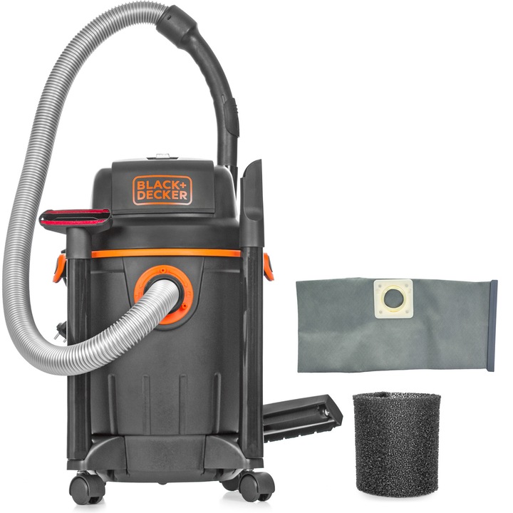 Aspirator, Black & Decker, BXVC20PE, umeda/uscata, Multi-suprafete, 1200 W, Capacitate 20 l, 6 Kg, Gri/Portocaliu