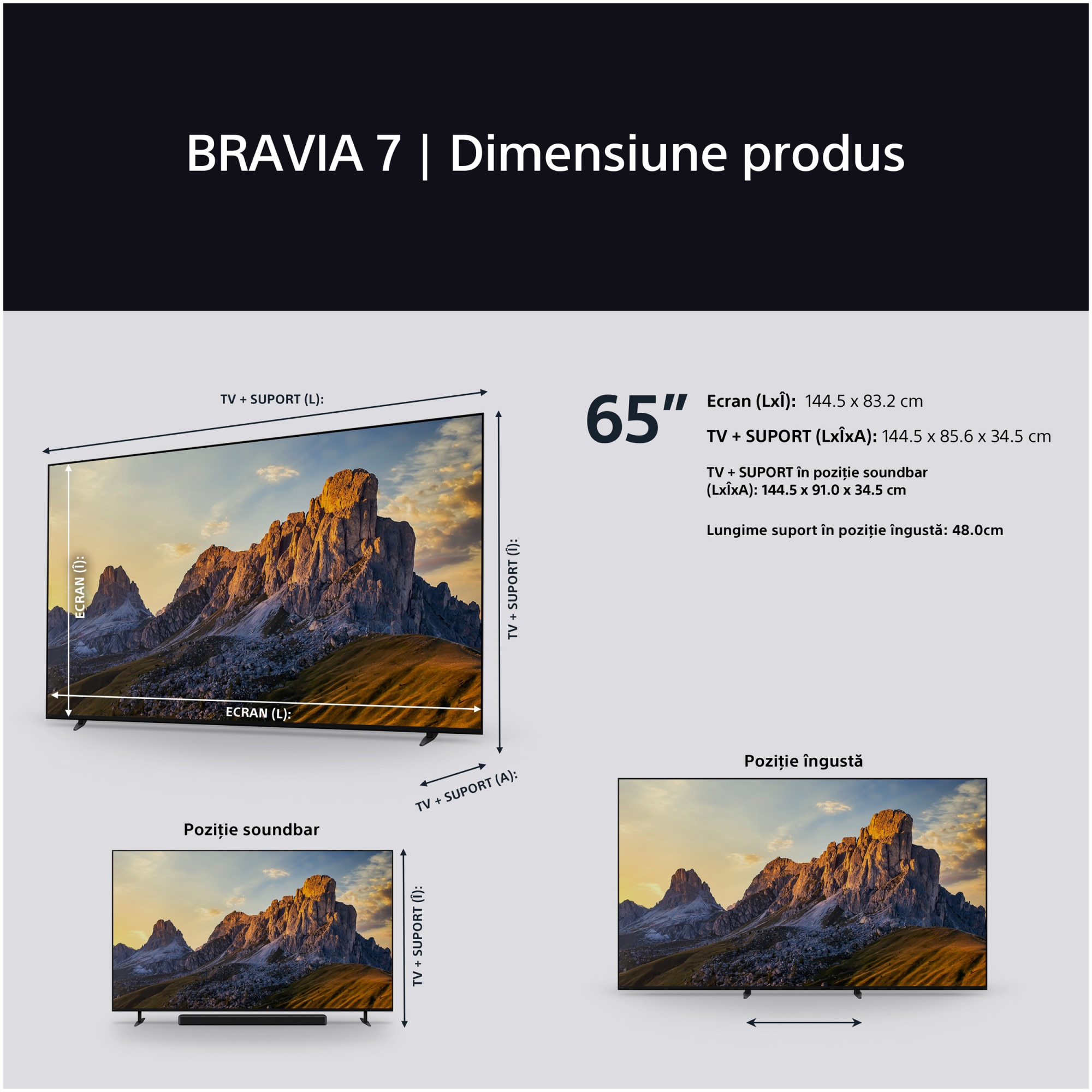 RESIGILAT: Televizor Sony BRAVIA 7 QLED XR l Mini LED 65XR70, 164 cm, Smart Google TV, 4K Ultra HD, 100 Hz, Clasa D