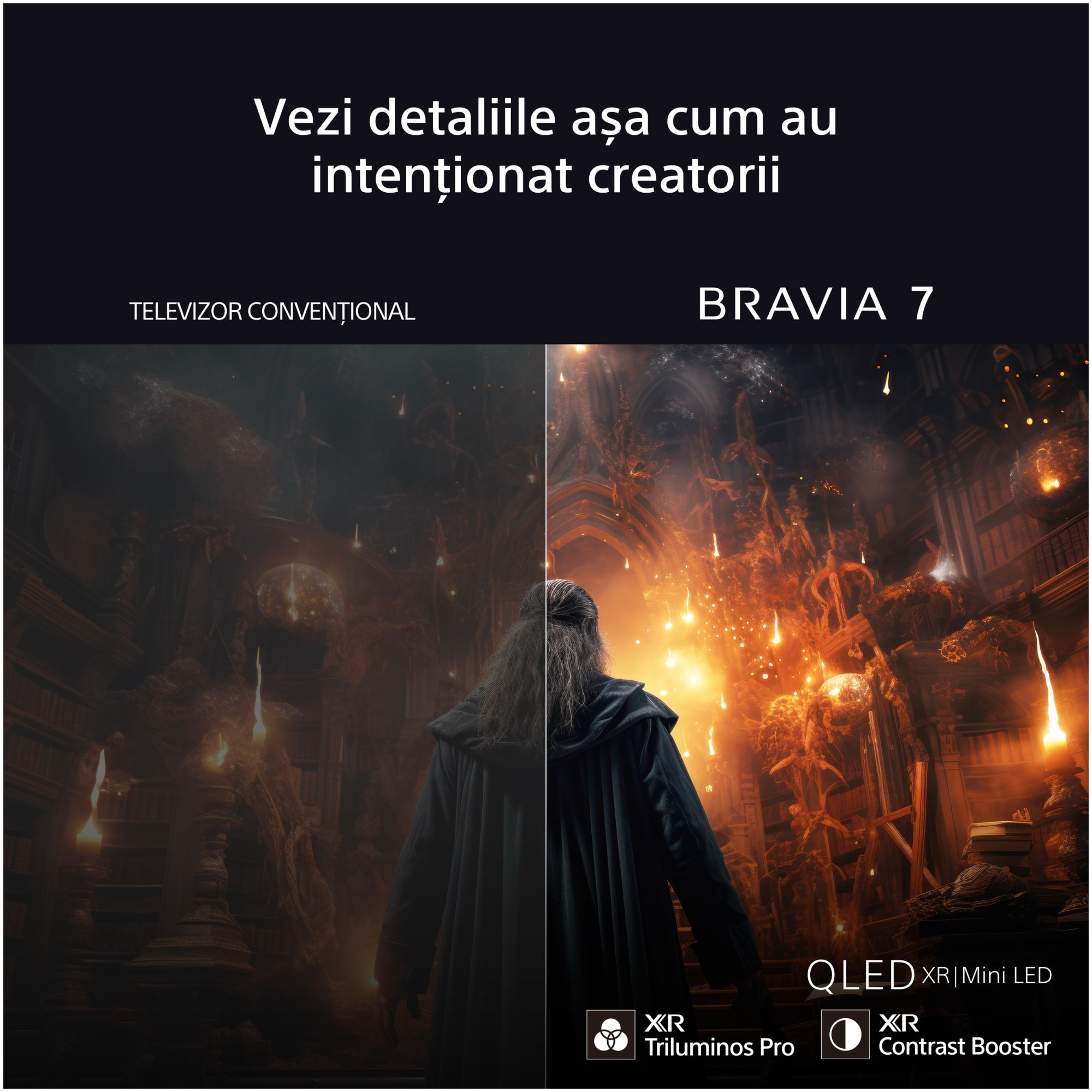 RESIGILAT: Televizor Sony BRAVIA 7 QLED XR l Mini LED 65XR70, 164 cm, Smart Google TV, 4K Ultra HD, 100 Hz, Clasa D