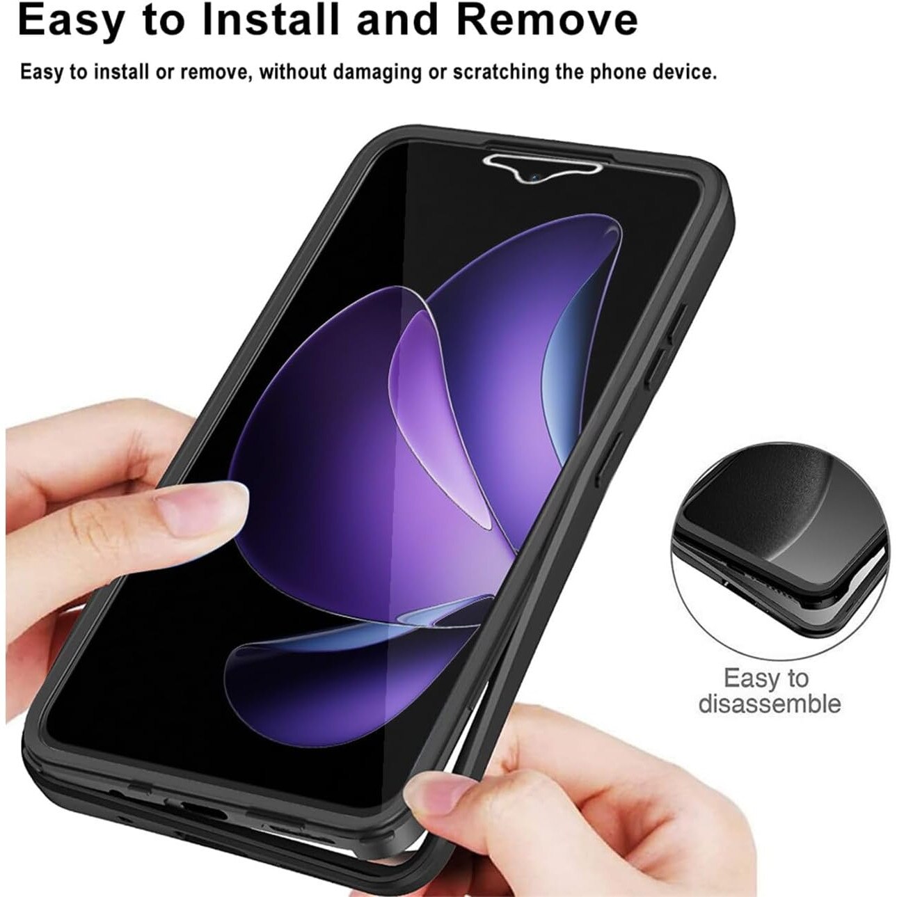Set 360: Husa cu folie integrata pentru Oppo Reno 13F 13FS 4G 5G Protectie 360 fata / spate - Mov