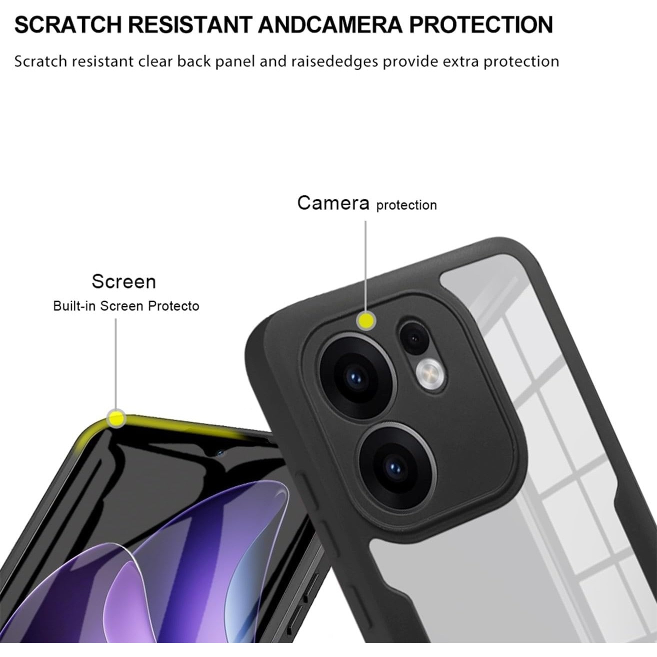 Set 360: Husa cu folie integrata pentru Oppo Reno 13F 13FS 4G 5G Protectie 360 fata / spate - Mov