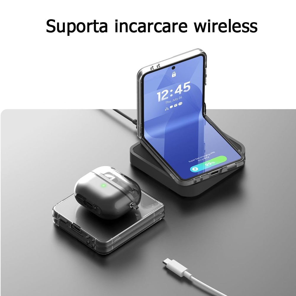 Husa telefon, GUIXUAN, compatibila Samsung Galaxy Z Flip 7 / Flip7, MagSafe, Policarbonat, Anti-zgarieturi, Transparent