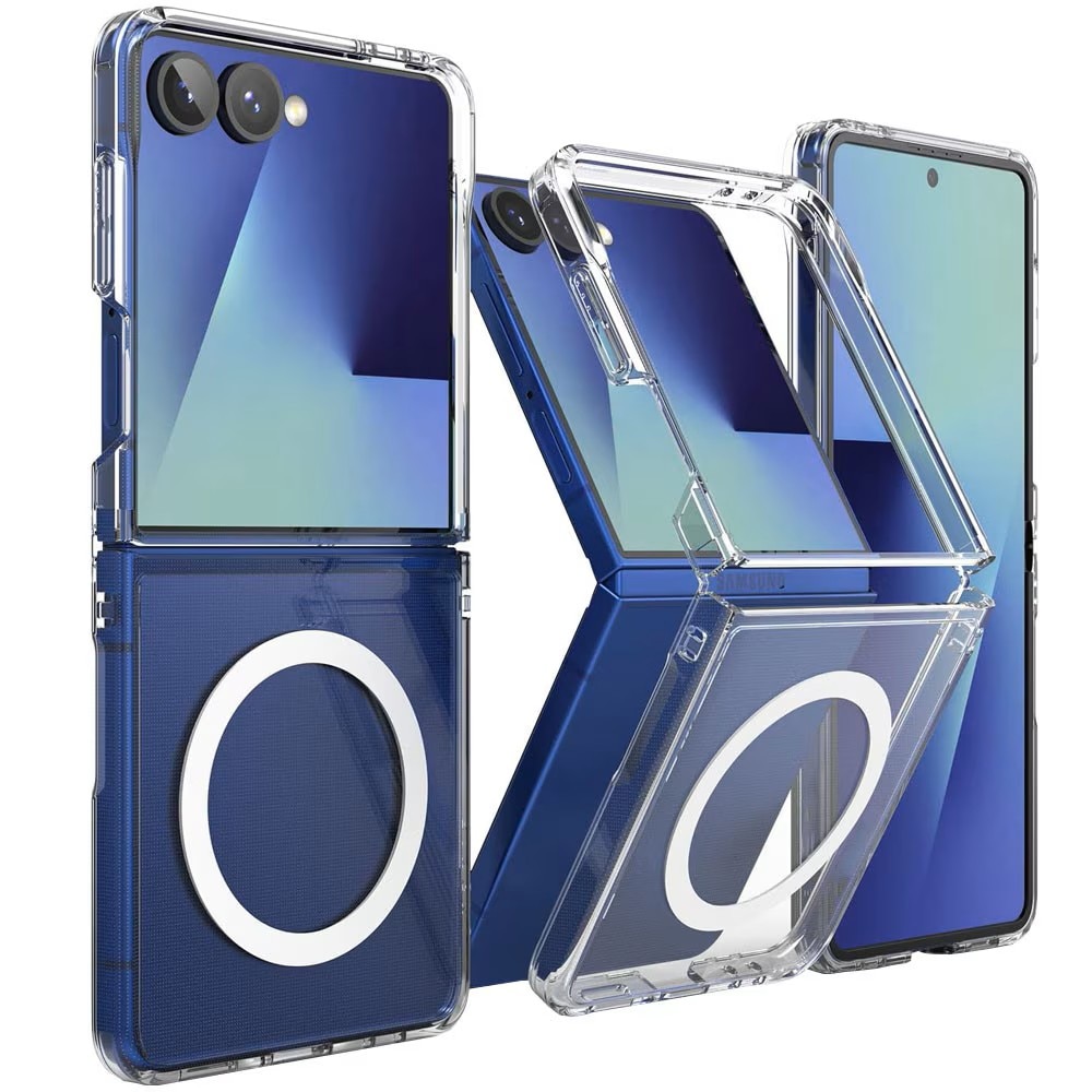 Husa telefon, GUIXUAN, compatibila Samsung Galaxy Z Flip 7 / Flip7, MagSafe, Policarbonat, Anti-zgarieturi, Transparent