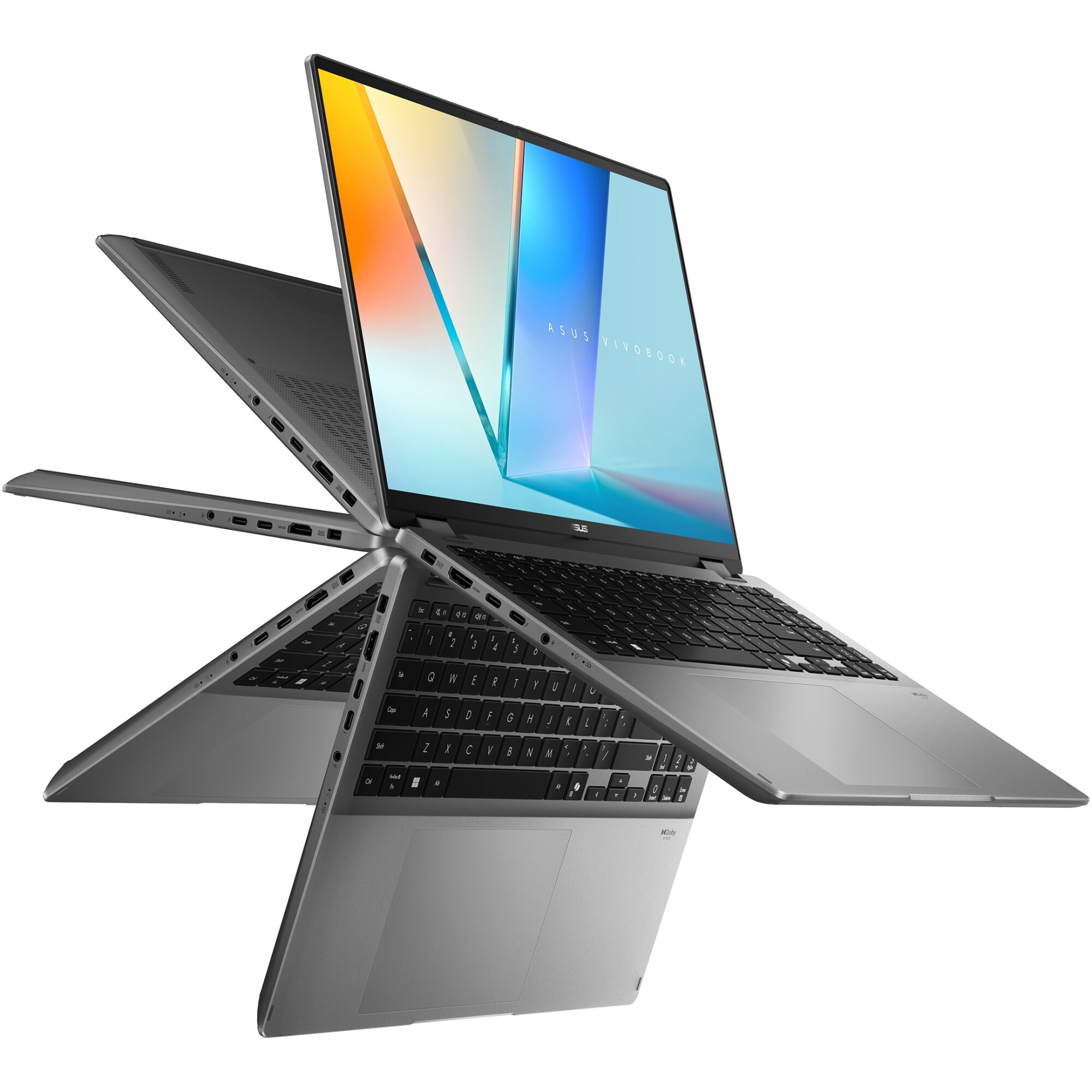 Laptop ASUS Vivobook 16 Flip TP3607SA cu procesor Intel® Core™ Ultra 5 226V pana la 4.5GHz, 16'', 3K, OLED, 120Hz, Touch, 16GB LPDDR5X RAM, 1TB SSD, Intel® Arc™ Graphics, Windows 11 Pro, Matte Gray