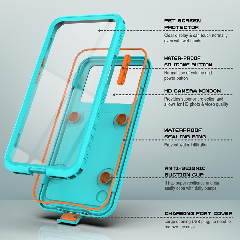 Husa pentru iPhone 12 Pro Max/13 Pro Max/14 Pro Max/ 15 Pro Max/16 Pro Max/15+/16+ - ShellBox AirBox Waterproof IP68 Case (6.7 inch) - Blue