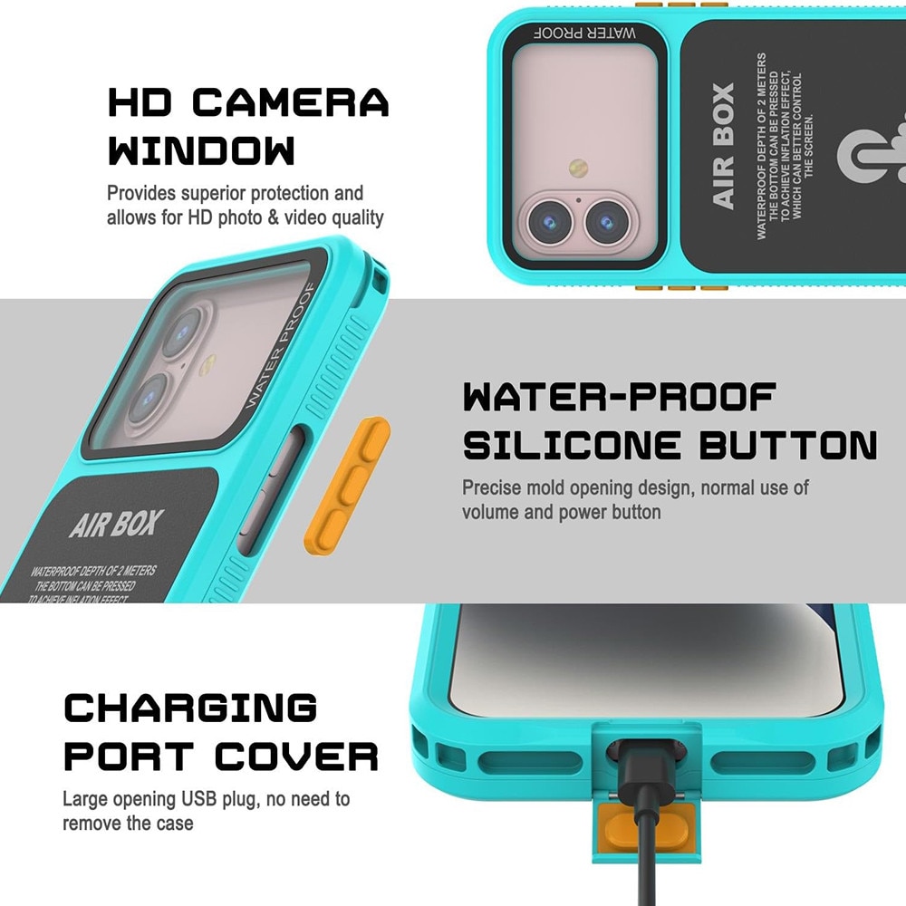 Husa pentru iPhone 12 Pro Max/13 Pro Max/14 Pro Max/ 15 Pro Max/16 Pro Max/15+/16+ - ShellBox AirBox Waterproof IP68 Case (6.7 inch) - Blue