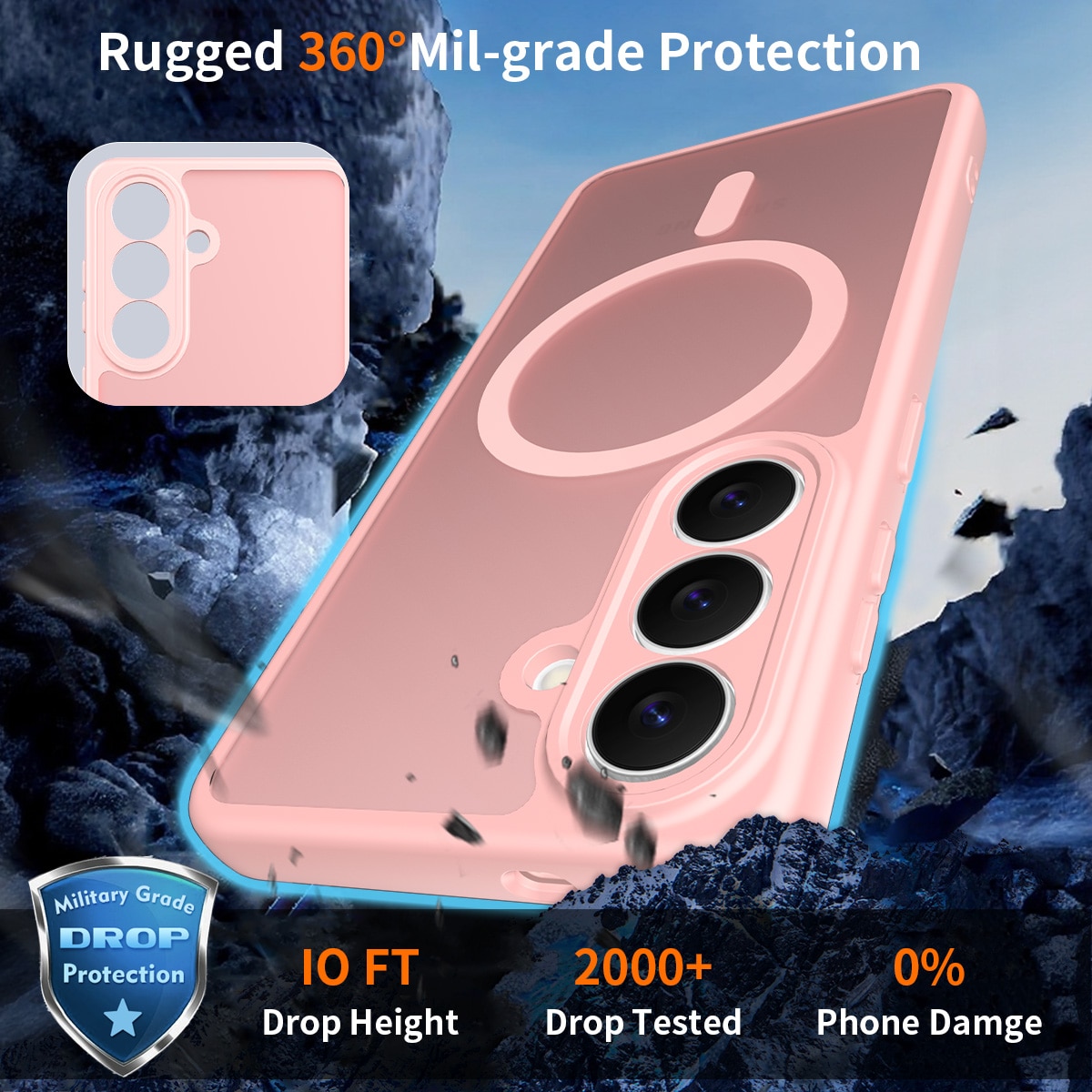 Husa de protectie pentru Samsung Galaxy S26, Omelivon, MagSafe, Protectie completa, Anti-Soc, Decupaje Precise, Incarcare Wireless, Materiale Premium, Roz deschis