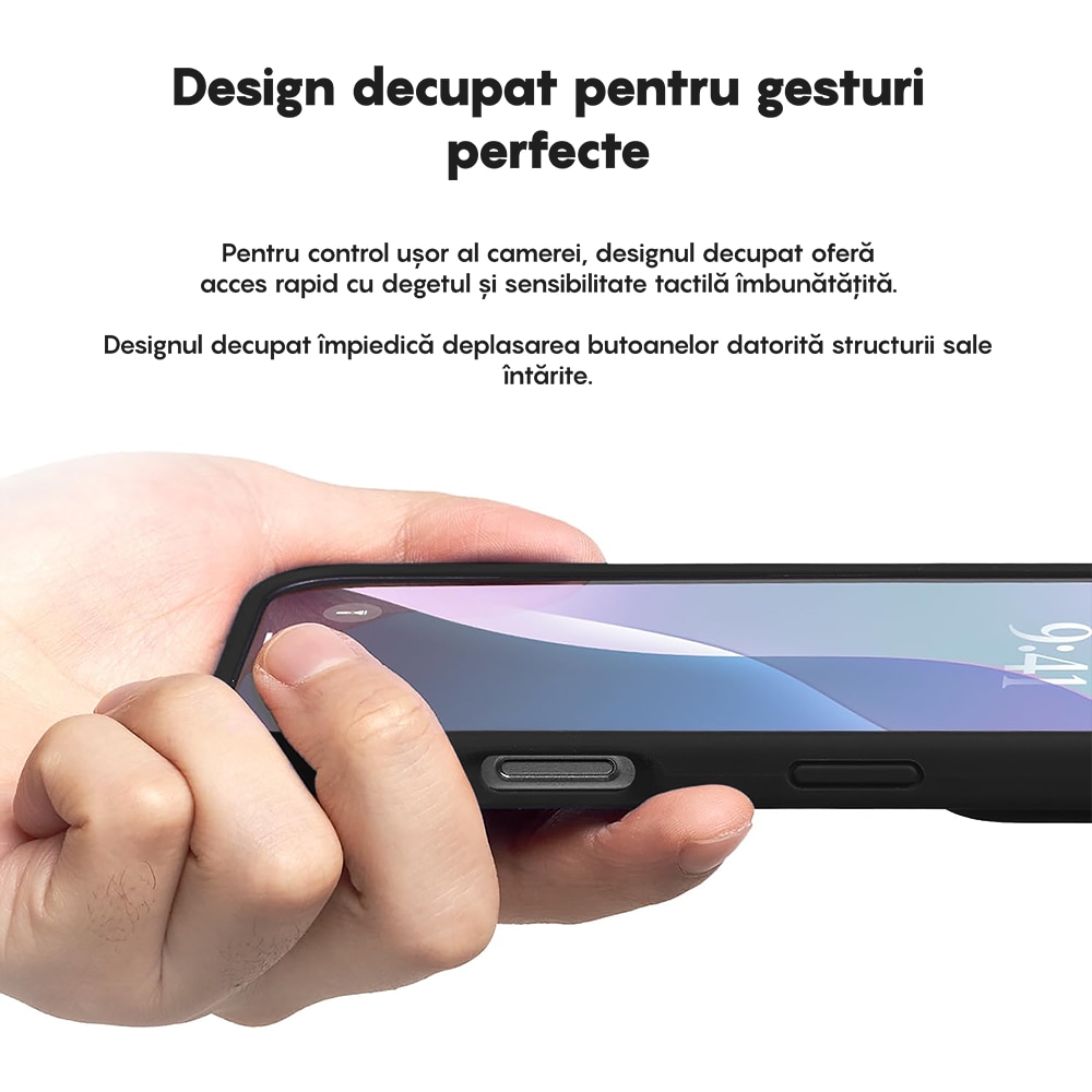 Husa CASEY STUDIOS™ compatibila cu iPhone 16 Pro, Soft Silicone Premium, Microfibra in Interior, Negru, pentru Incarcare Wireless, Margini Ridicate de Protectia Ecranului si a Camerelor
