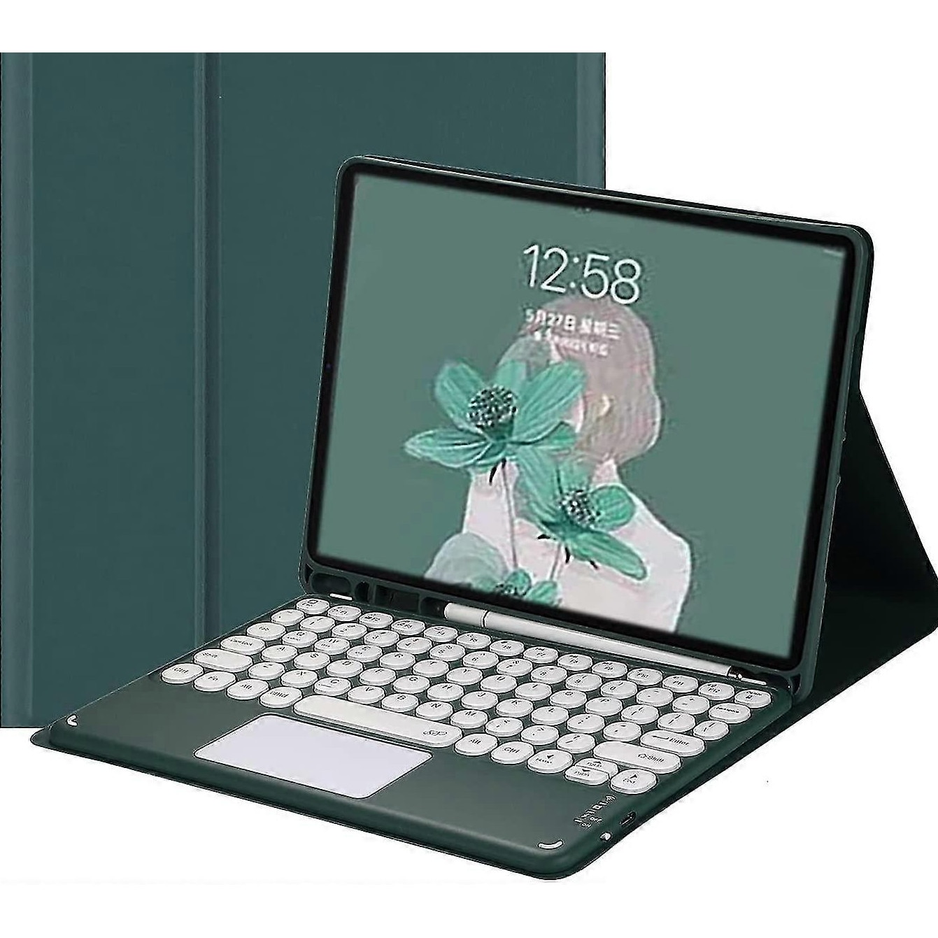 Carcasa cu tastatura pentru tableta Galaxy Tab S6 Lite 10.4 inch, cu touchpad, suport pentru stilou, design rotund, detasabil