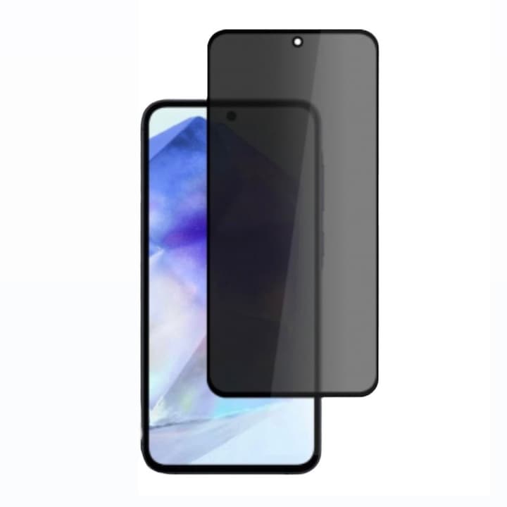 Folie sticla securizata privacy, compatibila cu Samsung Galaxy A55 5G, Full Glue