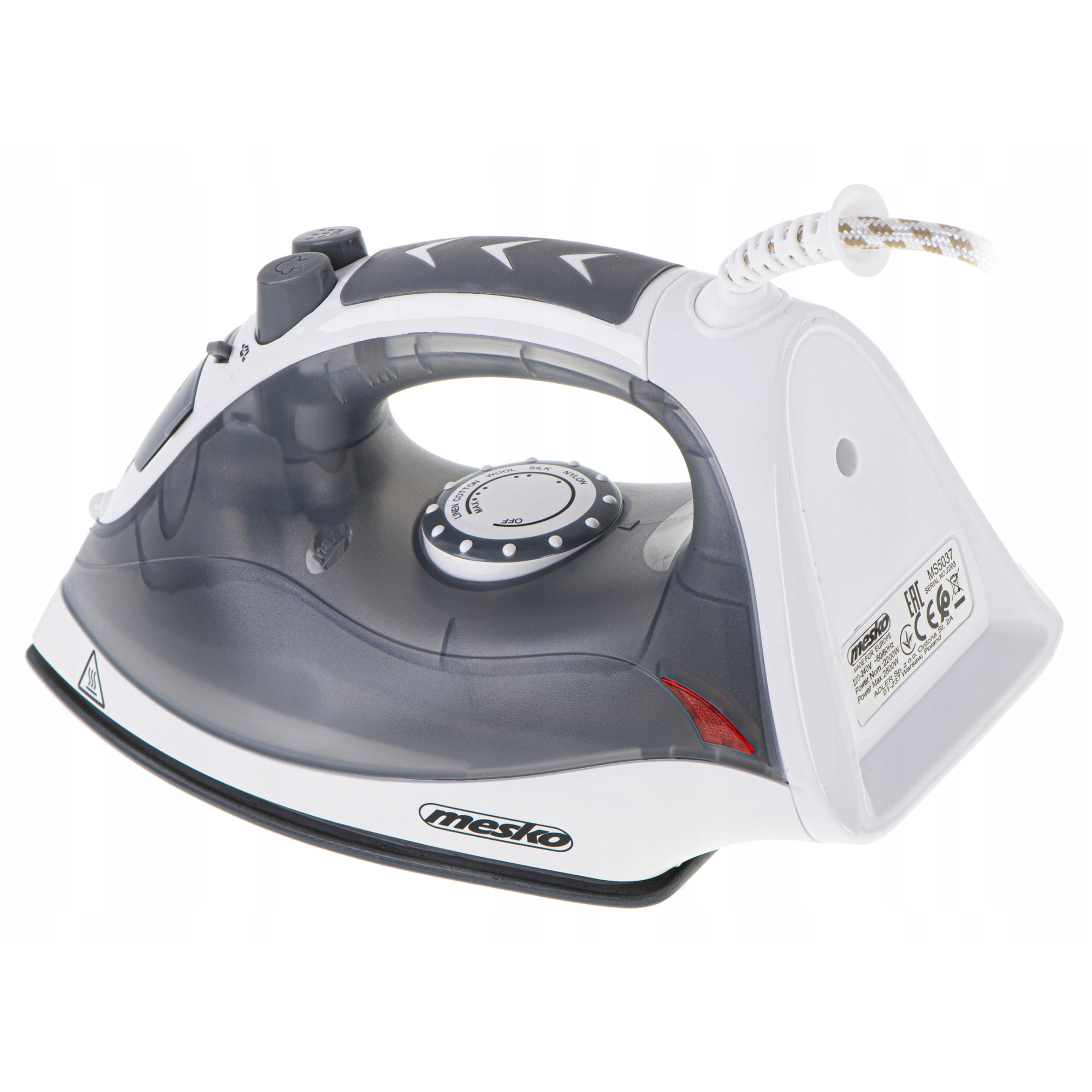 Fier de calcat cu abur Mesko MS 5037, ceramica, 2800W, gri, 26x10.5x14cm