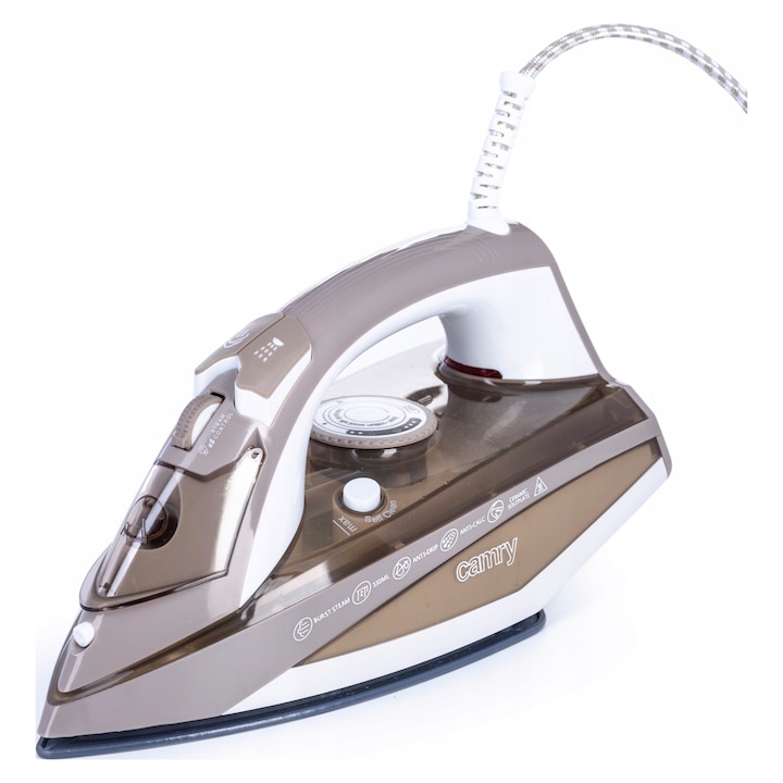 Fier de calcat cu abur Camry CR 5018, 3000 W, ceramica, alb-bej, 320 ml