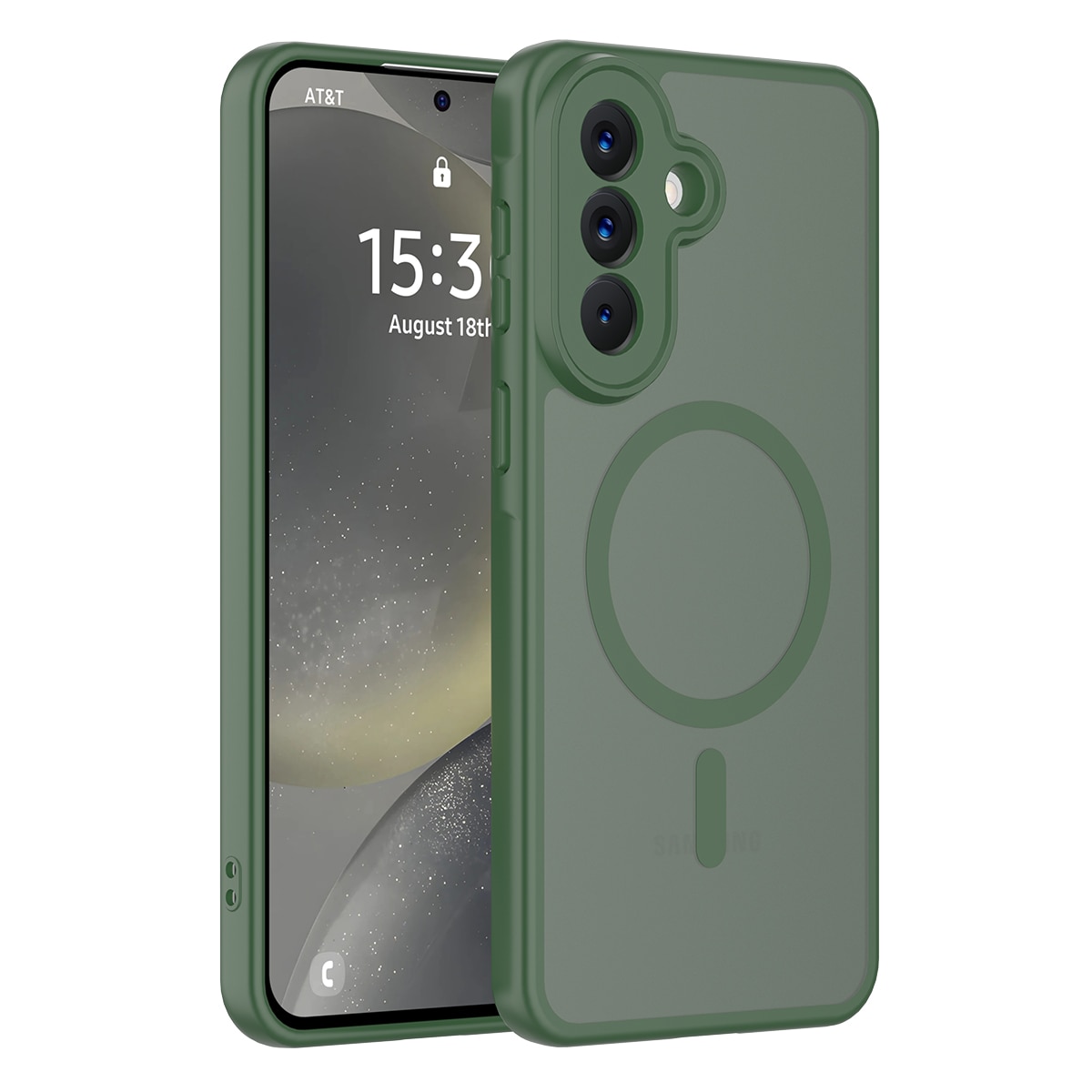 Husă de protecție pentru Samsung Galaxy A57, Omelivon, verde închis, material TP, PC, protecție completă