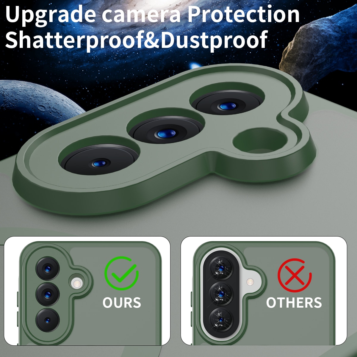Husă de protecție pentru Samsung Galaxy A57, Omelivon, verde închis, material TP, PC, protecție completă