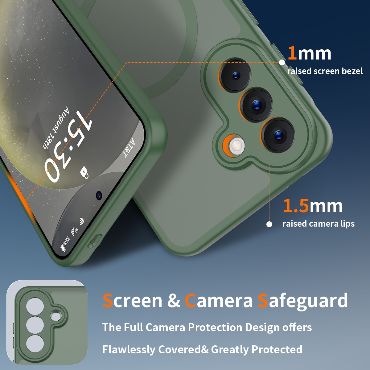 Husă de protecție pentru Samsung Galaxy A57, Omelivon, verde închis, material TP, PC, protecție completă