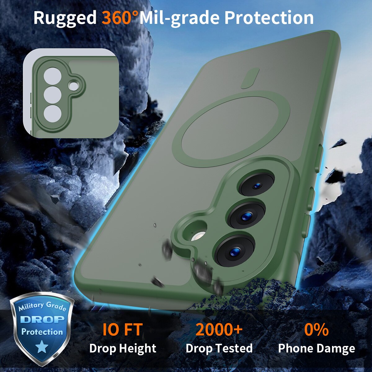 Husă de protecție pentru Samsung Galaxy A57, Omelivon, verde închis, material TP, PC, protecție completă
