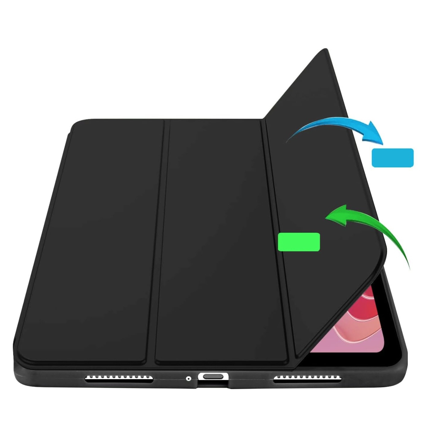 Husa flip pentru SAMSUNG GALAXY TAB A9+ PLUS 11 2023 2024, verde, design subtire, functie de suport