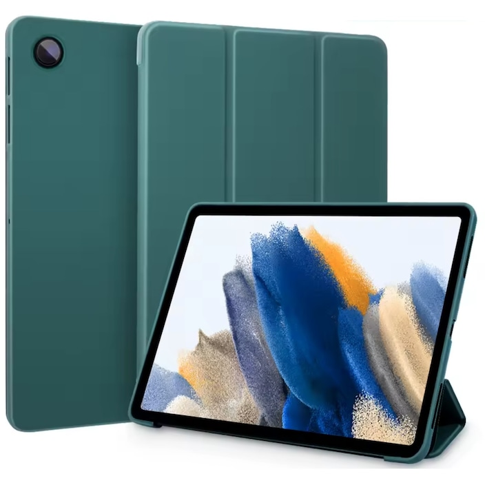Husa flip pentru SAMSUNG GALAXY TAB A9+ PLUS 11 2023 2024, verde, design subtire, functie de suport