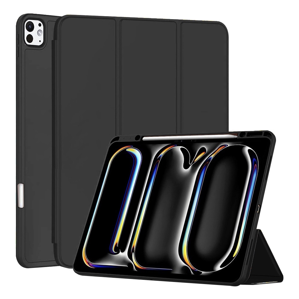 Husa pentru iPad Pro 13" (2024) Soft Shell cu functie wake-up/sleep si compartiment pentru stylus tip stand - negru