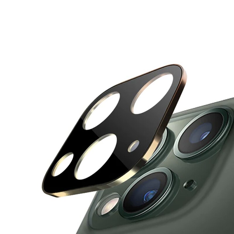 Folie de protectie Camera pentru Apple Iphone 12 Pro, Sticla Metalica Securizata FullHD Ultra Technology, Metal Lens Shield, Anti burst, 9H Handness Glass, Gold