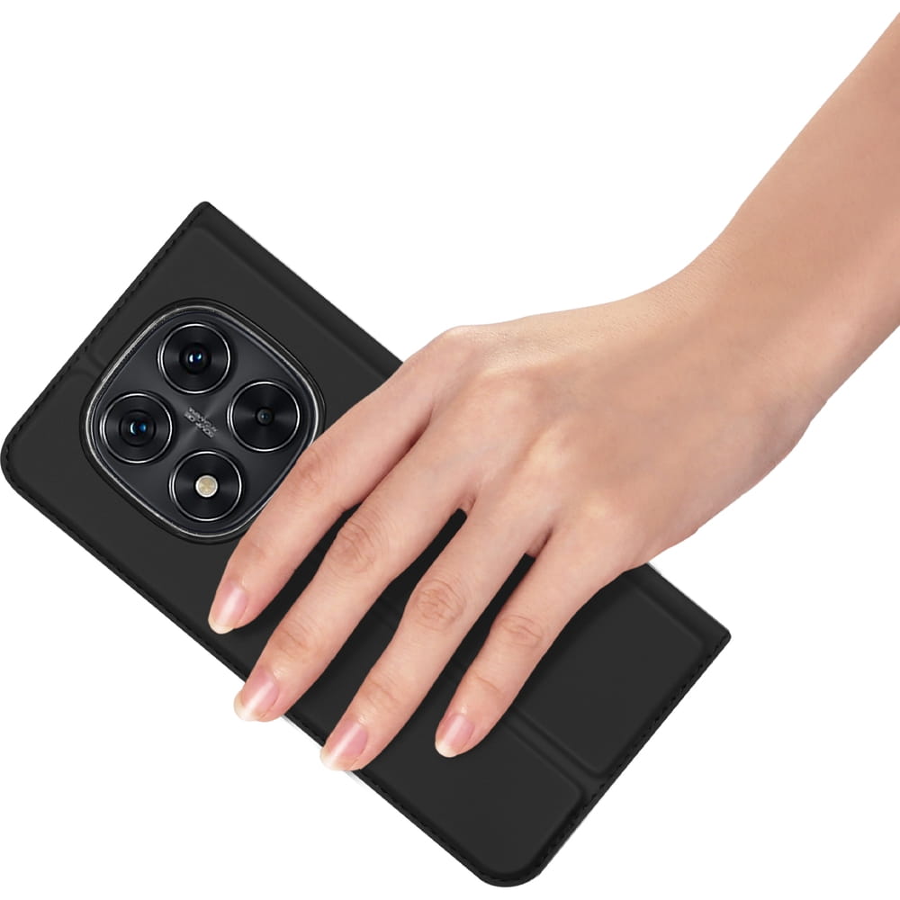 Etui portofel Dux Ducis Skin Pro pentru Xiaomi Redmi Note 14 Pro 5G, negru, cu functie stand, din piele ecologica, dimensiuni 15,81x7,20cm