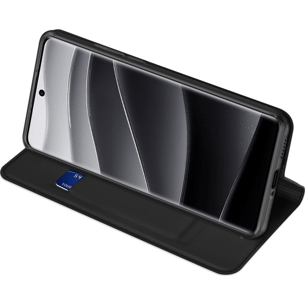 Etui portofel Dux Ducis Skin Pro pentru Xiaomi Redmi Note 14 Pro 5G, negru, cu functie stand, din piele ecologica, dimensiuni 15,81x7,20cm
