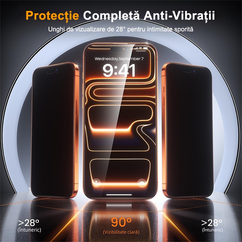 Set de 2 Folie de Protectie Pentru Telefon Mobil, Folie Protectie Sticla MOGU® Pentru iPhone 17 Air, Protectie Profesionala Ecran 3D, Full Cover, Anti Zgarieturi, Advanced Touch Sensitivity, Ultra HD, Anti-amprente, Privacy