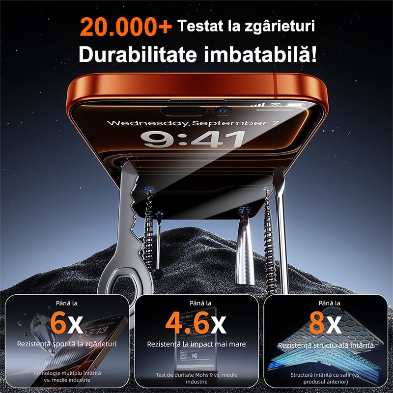 Set de 2 Folie de Protectie Pentru Telefon Mobil, Folie Protectie Sticla MOGU® Pentru iPhone 17 Air, Protectie Profesionala Ecran 3D, Full Cover, Anti Zgarieturi, Advanced Touch Sensitivity, Ultra HD, Anti-amprente, Privacy