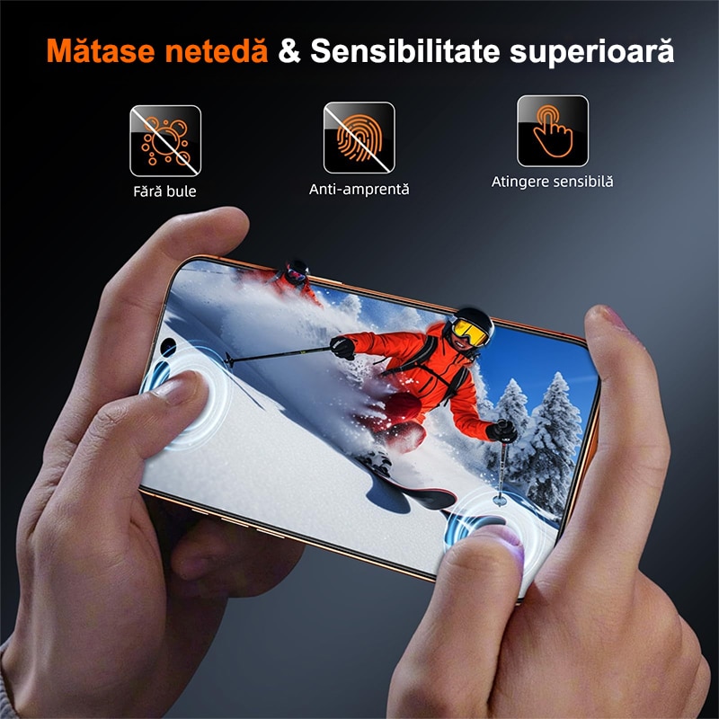 Set de 2 Folie de Protectie Pentru Telefon Mobil, Folie Protectie Sticla MOGU® Pentru iPhone 17 Air, Protectie Profesionala Ecran 3D, Full Cover, Anti Zgarieturi, Advanced Touch Sensitivity, Ultra HD, Anti-amprente, Privacy