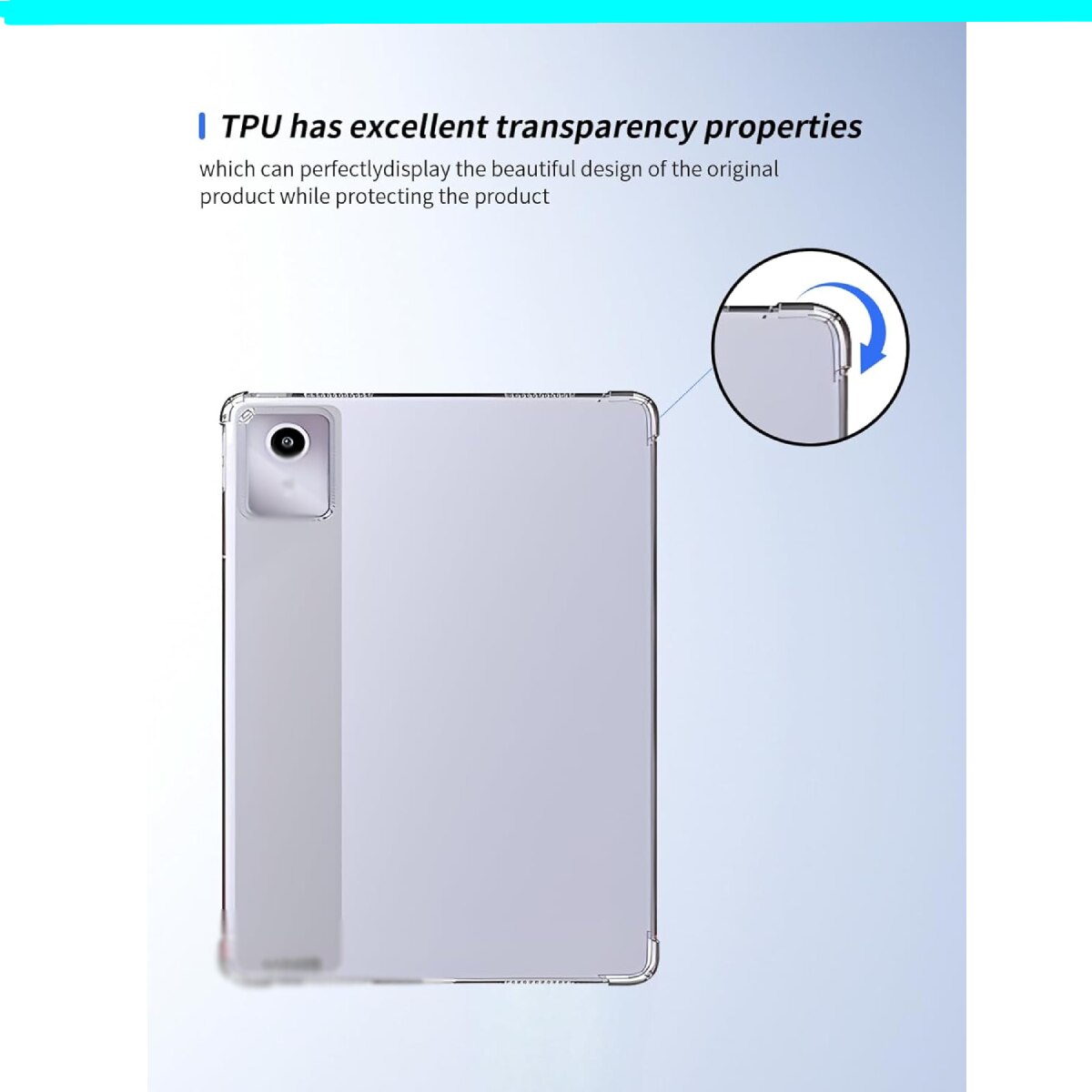 Husa Carcasa protectie pentru tableta, pentru lenovo Tab M11 11 inch 2024, pentru TB330FU, pentru TB331FC, Material TPU, flexibil, rezistent soc, rezistent uzura, rezistent cadere, usor si subtire, all-inclusive, capac spate DIY, transparent, 11 inch