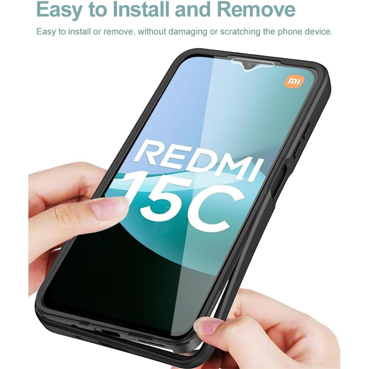 Set 360: Husa cu folie integrata pentru Xiaomi Redmi 15C 4G Protectie 360 fata / spate - roz