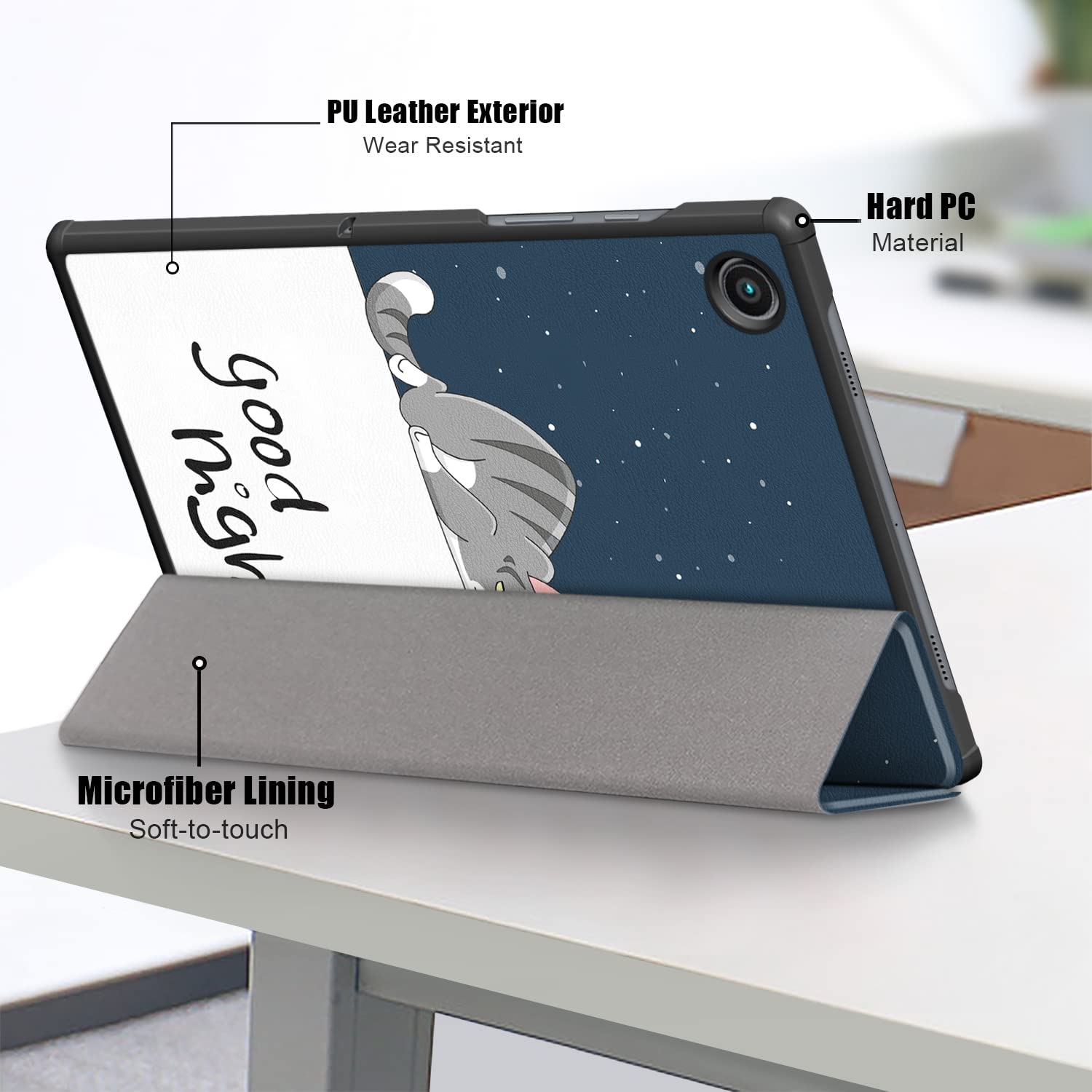 Husa Slim Sigloo, Smart Cover, Trifold, pentru tableta Lenovo K10, Tab M10 FHD Plus TB-X606F, TB-X606X,10.3 inch, model Good Night