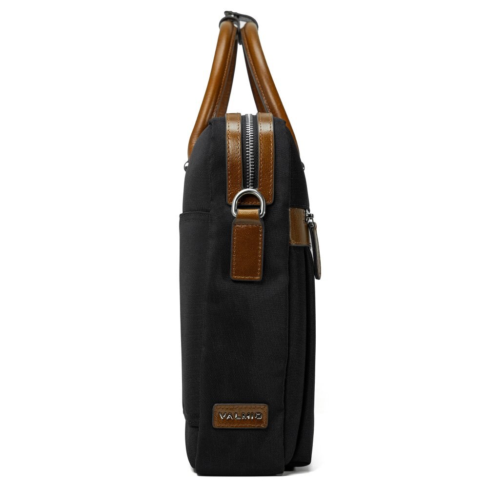 Geantă Laptop Valmio, servietă, piele naturală, waterproof, 42x30x8cm, neagră