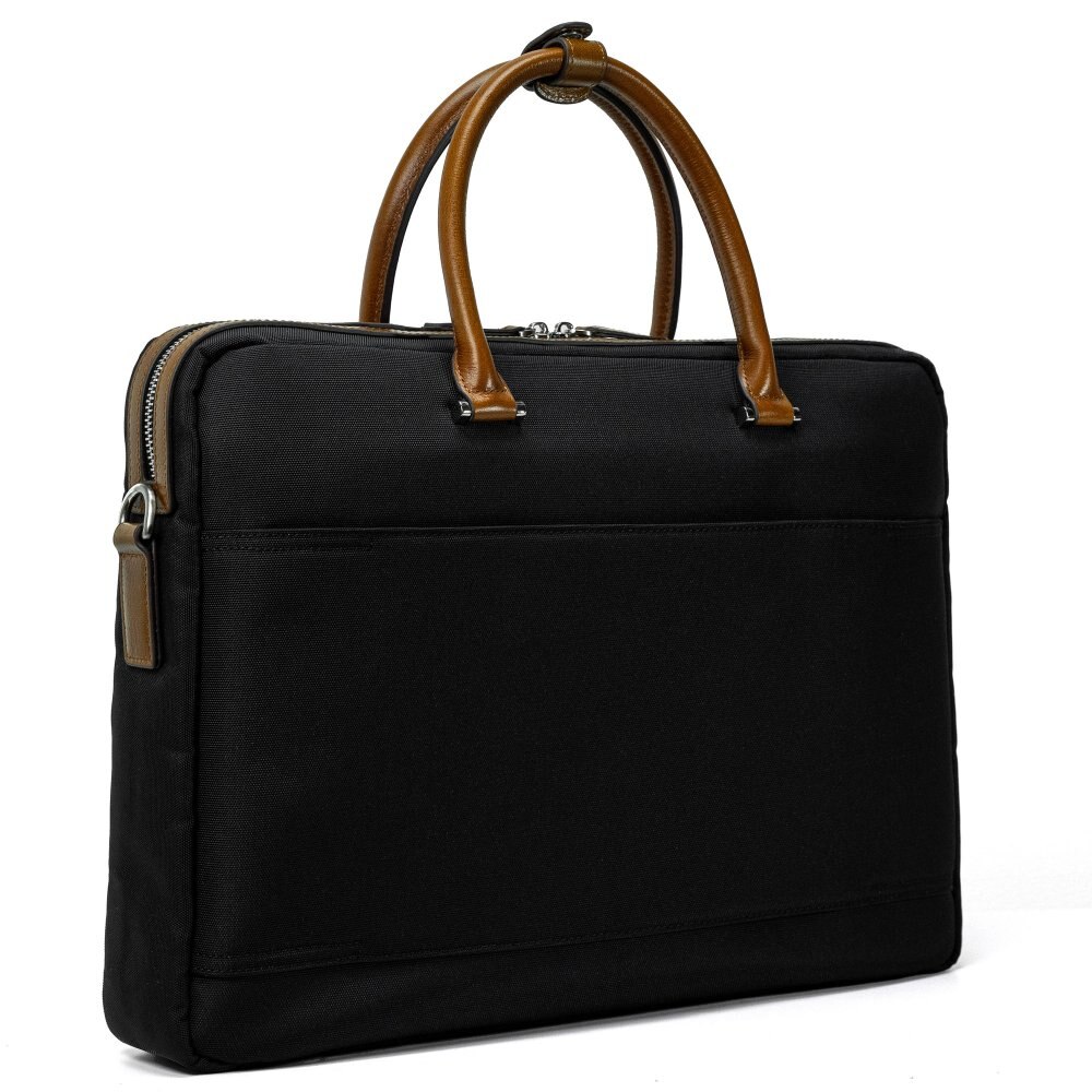 Geantă Laptop Valmio, servietă, piele naturală, waterproof, 42x30x8cm, neagră